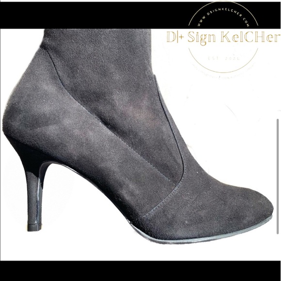 Stuart Weitzman Black Tiemodel Suede Pointed Toe heeled over the knee boots - Picture 8 of 14